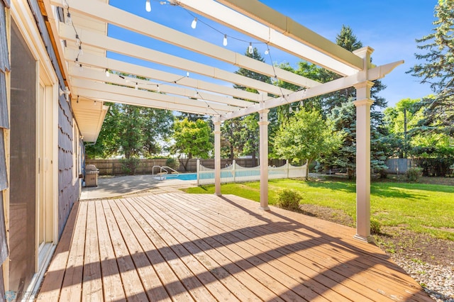 wooden deck featuring a pergola