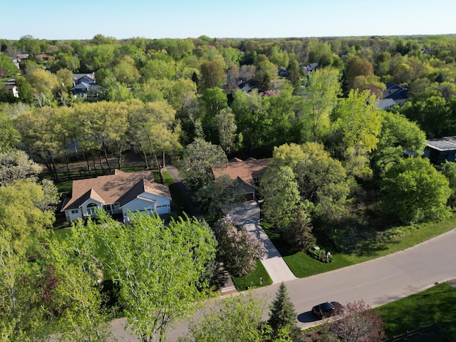 aerial view of a heavily wooded area