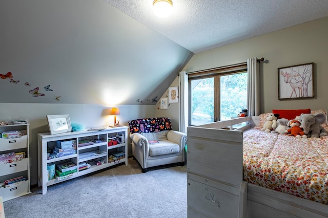 6385 13th Ave NW, Rochester, MN 55901 - carpeted bedroom featuring vaulted ceiling and a textured ceiling