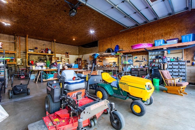 6385 13th Ave NW, Rochester, MN 55901 - garage with a workshop area and a garage door opener