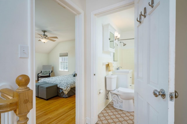 623 Fairview Ave S, Saint Paul, MN 55116 - bathroom with a ceiling fan and vaulted ceiling