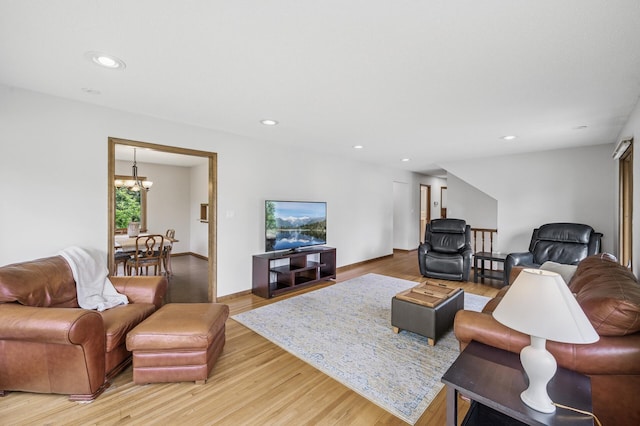 4824 Eriks Blvd, Eagan, MN 55122 - living area with a chandelier, light wood-style flooring, and recessed lighting