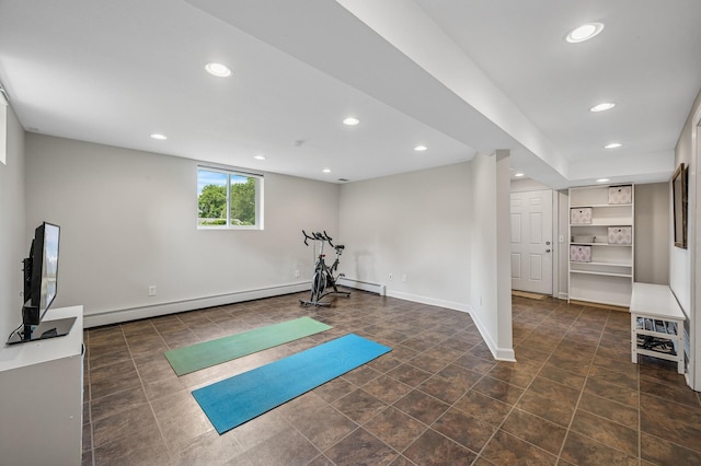 4824 Eriks Blvd, Eagan, MN 55122 - workout area with baseboard heating, recessed lighting, and baseboards