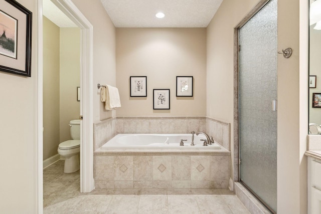 130 Stonebridge Rd, Lilydale, MN 55118 - full bathroom with toilet, a garden tub, tile patterned flooring, and a shower stall