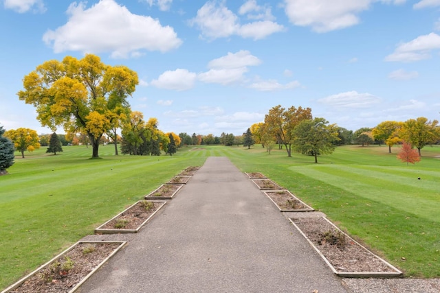 view of street with view of golf course