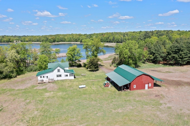 3592 Blom Lake Dr, Frederic, WI 54837 - drone / aerial view of a nearby body of water and a heavily wooded area