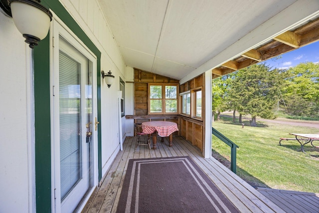 3592 Blom Lake Dr, Frederic, WI 54837 - wooden terrace featuring a lawn