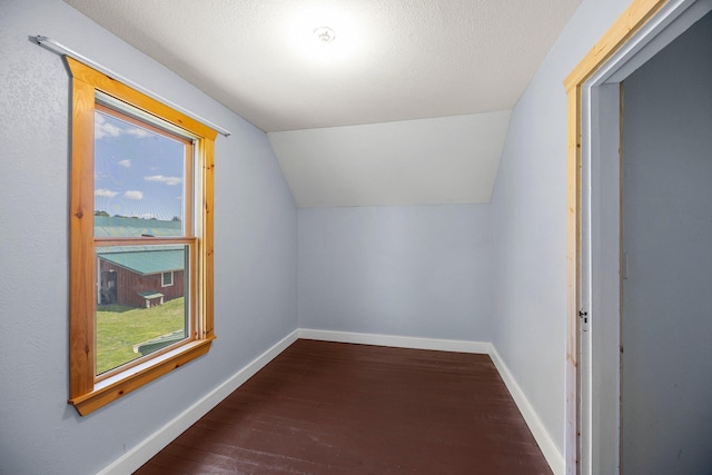 3592 Blom Lake Dr, Frederic, WI 54837 - bonus room with wood finished floors, vaulted ceiling, and baseboards