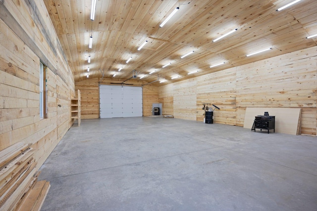 3592 Blom Lake Dr, Frederic, WI 54837 - garage featuring wooden walls