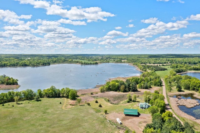 3592 Blom Lake Dr, Frederic, WI 54837 - aerial view of a heavily wooded area and a nearby body of water