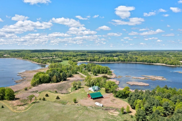 3592 Blom Lake Dr, Frederic, WI 54837 - bird's eye view of a forest and a nearby body of water