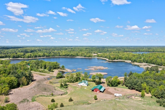 3592 Blom Lake Dr, Frederic, WI 54837 - aerial view of a forest and a large body of water