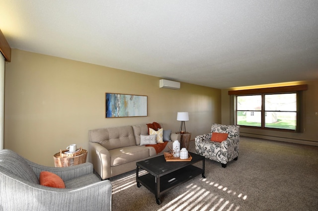 536 3rd Ave, Wanamingo, MN 55983 - living area featuring a baseboard radiator, carpet, and an AC wall unit