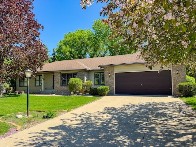 1626 Diane Rd, Mendota Heights, MN 55118 - single story home with brick siding, concrete driveway, a front lawn, an attached garage, and a shingled roof