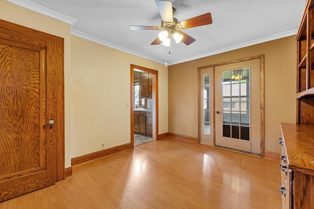 209 Main St, Arlington, MN 55307 - interior space with light wood finished floors, healthy amount of natural light, crown molding, a ceiling fan, and baseboards