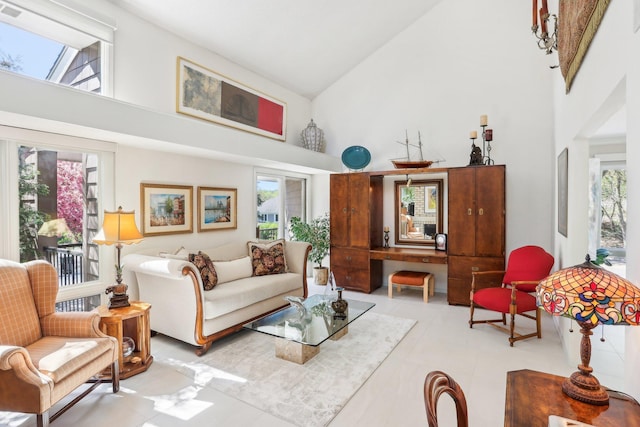 7676 Woodview Ct, Edina, MN 55439 - living room featuring high vaulted ceiling and plenty of natural light