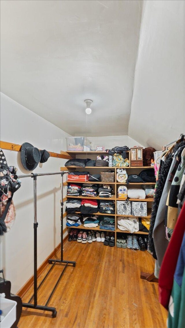 12586 220th St, Silver Lake, MN 55381 - spacious closet featuring wood finished floors and vaulted ceiling