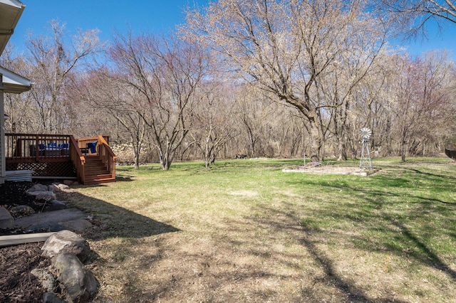 19062 180th Ave NW, Big Lake, MN 55309 - view of green lawn featuring a wooden deck and stairway