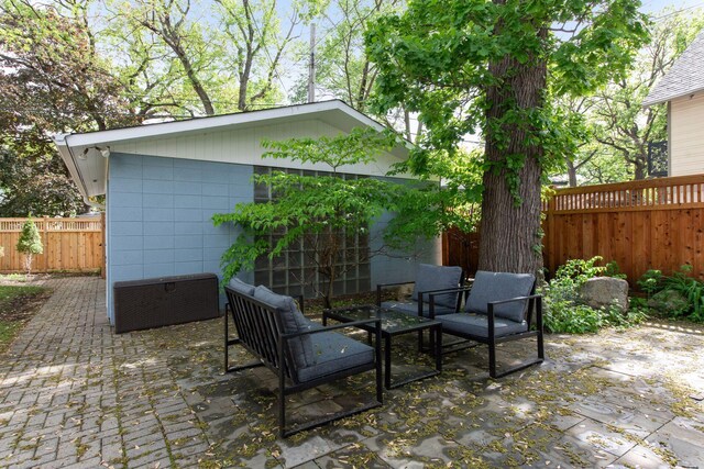 view of patio featuring a fenced backyard