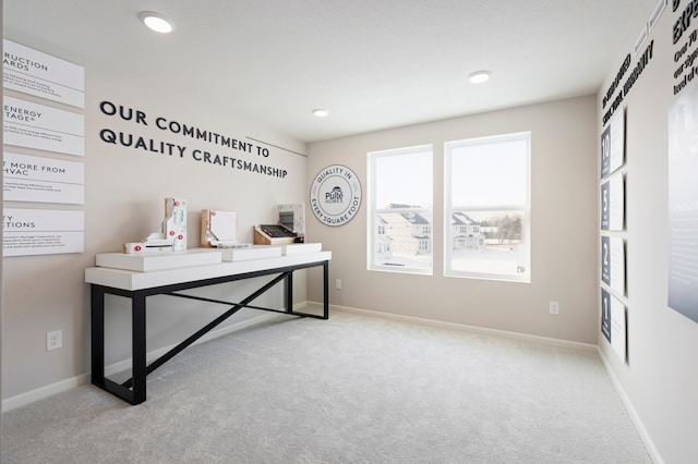 14447 103rd Pl N, Maple Grove, MN 55369 - home office featuring carpet floors, baseboards, and recessed lighting