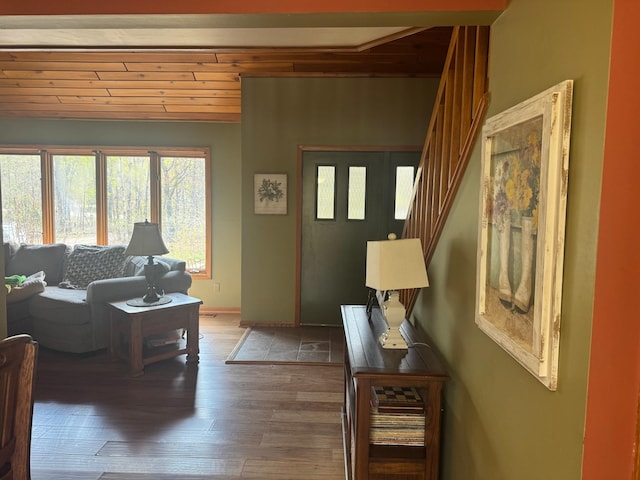 7525 Filbert Ln NE, Turtle River Twp, MN 56601 - living area featuring hardwood / wood-style floors and baseboards