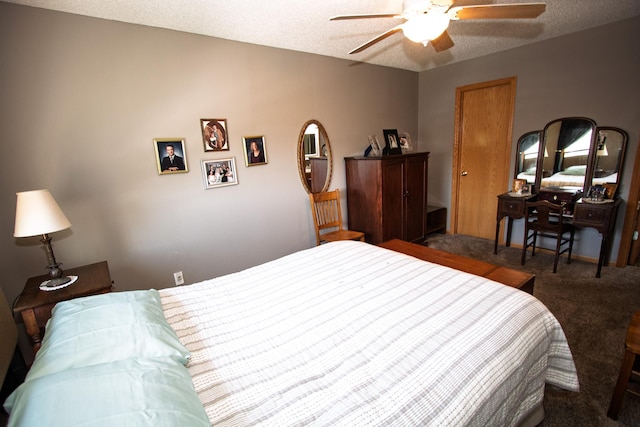 carpeted bedroom with a ceiling fan