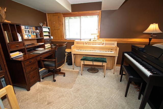 office space featuring light colored carpet
