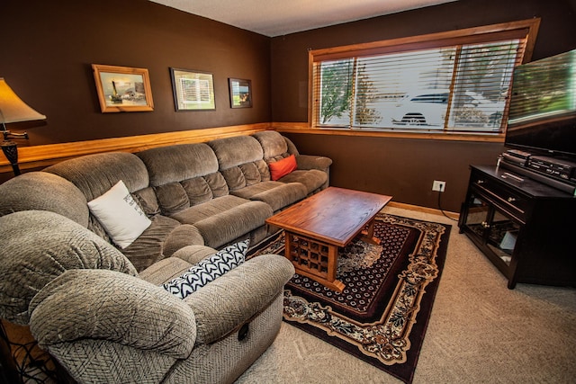 view of carpeted living area