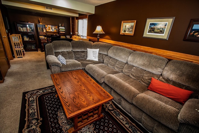view of carpeted living area