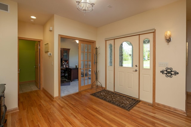 770 Valley View Rd SW, Oronoco, MN 55960 - entryway featuring light wood-style floors, baseboards, french doors, and recessed lighting