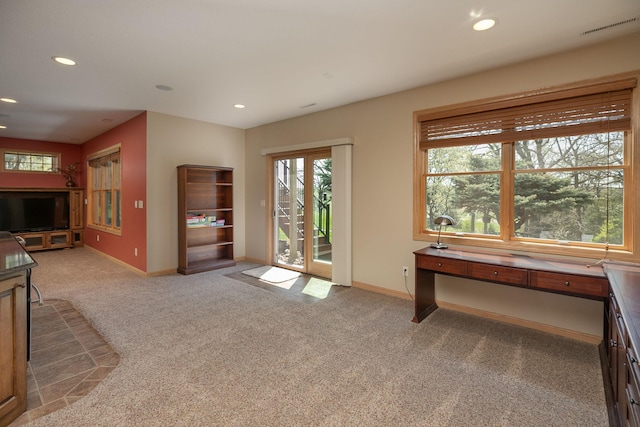 770 Valley View Rd SW, Oronoco, MN 55960 - carpeted living room with healthy amount of natural light, baseboards, and recessed lighting