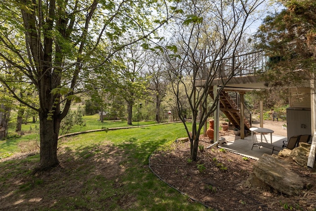 770 Valley View Rd SW, Oronoco, MN 55960 - view of grassy yard featuring stairs and a patio