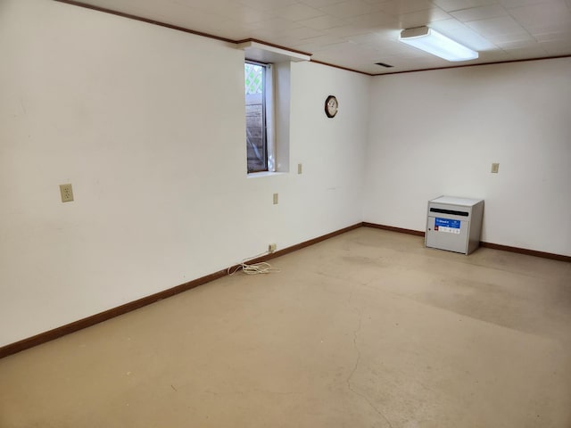 below grade area with baseboards