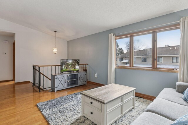 14870 Endicott Way Unit 20, Apple Valley, MN 55124 - living area with light wood-style flooring, baseboards, and lofted ceiling