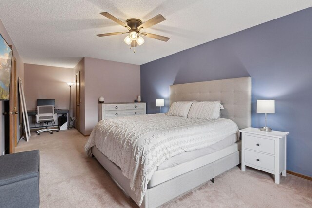 14870 Endicott Way Unit 20, Apple Valley, MN 55124 - bedroom featuring light colored carpet, ceiling fan, a textured ceiling, and a desk