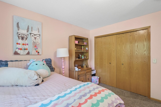 carpeted bedroom with a closet