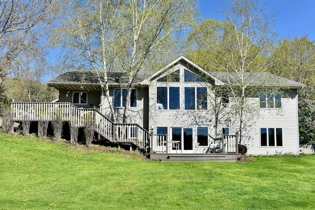 17360 Perkins Valley Dr, Money Creek Twp, MN 55943 - rear view of property with a yard and a deck
