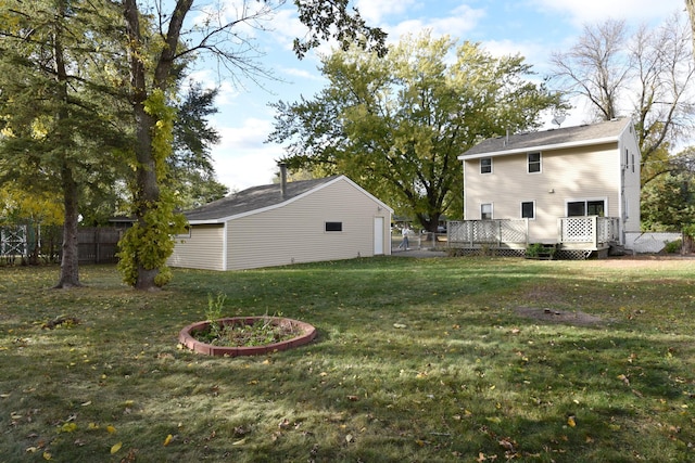 view of yard featuring a deck