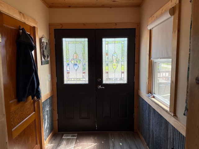 303 4th St S, Hoffman, MN 56339 - entrance foyer with wood finished floors and french doors