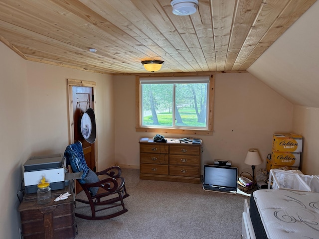303 4th St S, Hoffman, MN 56339 - bedroom featuring carpet flooring, lofted ceiling, and wooden ceiling