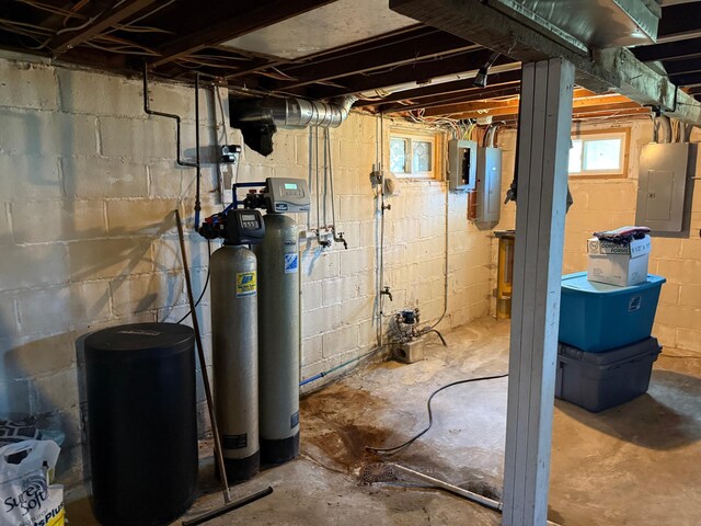 303 4th St S, Hoffman, MN 56339 - basement with electric panel and a water softener system
