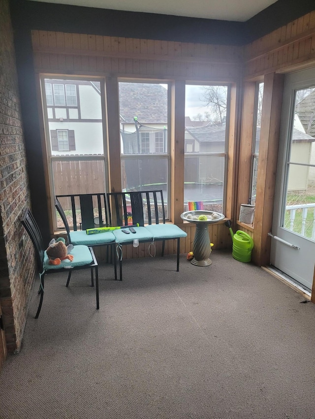 sunroom featuring carpet and plenty of natural light