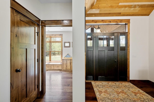 foyer with dark wood-type flooring
