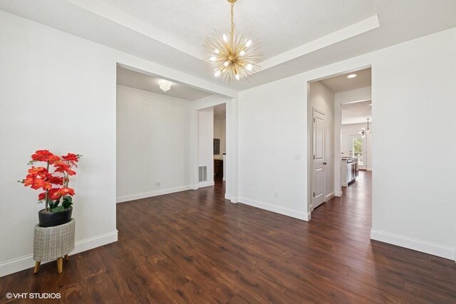 3618 112th Cir NE, Blaine, MN 55449 - unfurnished room featuring a chandelier, dark wood-type flooring, baseboards, and recessed lighting