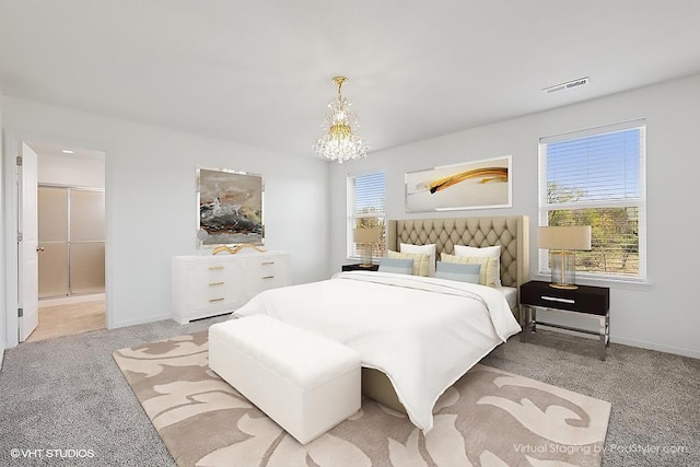 3618 112th Cir NE, Blaine, MN 55449 - carpeted bedroom with a chandelier and baseboards
