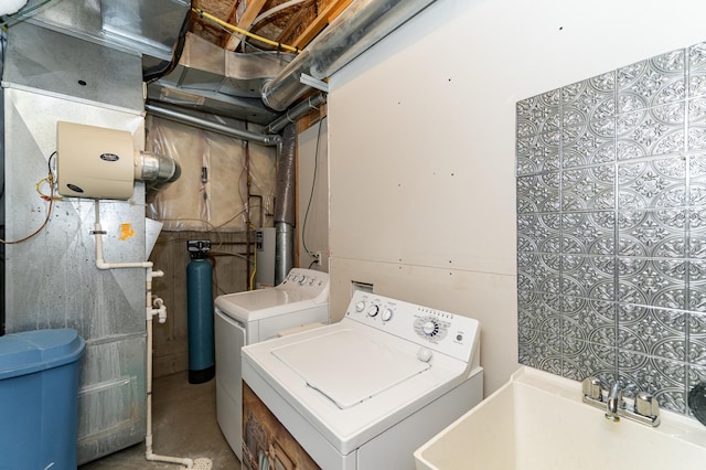 washroom featuring washer and dryer