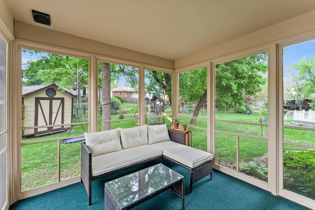 sunroom / solarium with an outdoor hangout area
