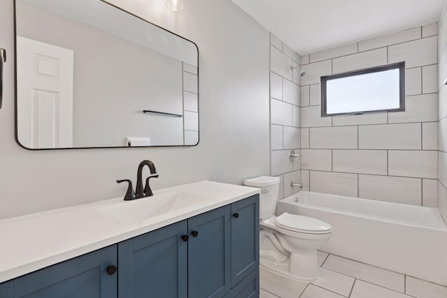 19835 County Road 30, Corcoran, MN 55340 - bathroom with toilet, vanity, shower / tub combination, and tile patterned flooring