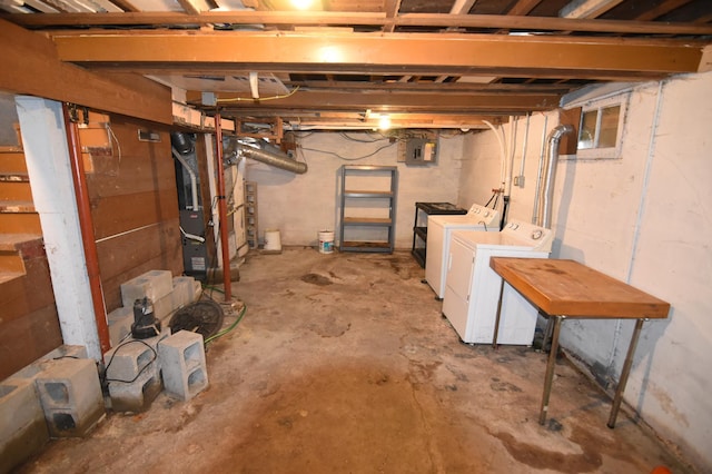 321 1st Ave SW, Baudette, MN 56623 - unfinished below grade area with washer and clothes dryer, heating unit, and electric panel