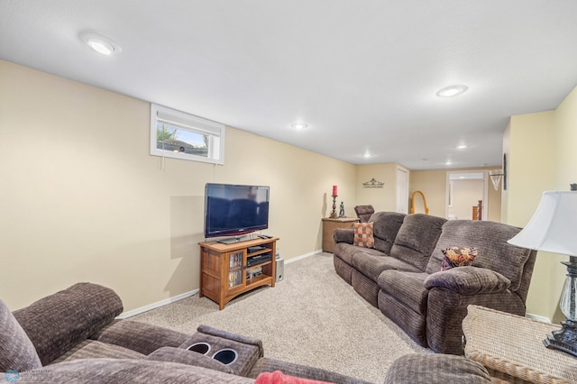 1214 8th St N, Moorhead, MN 56560 - carpeted living area featuring baseboards and recessed lighting